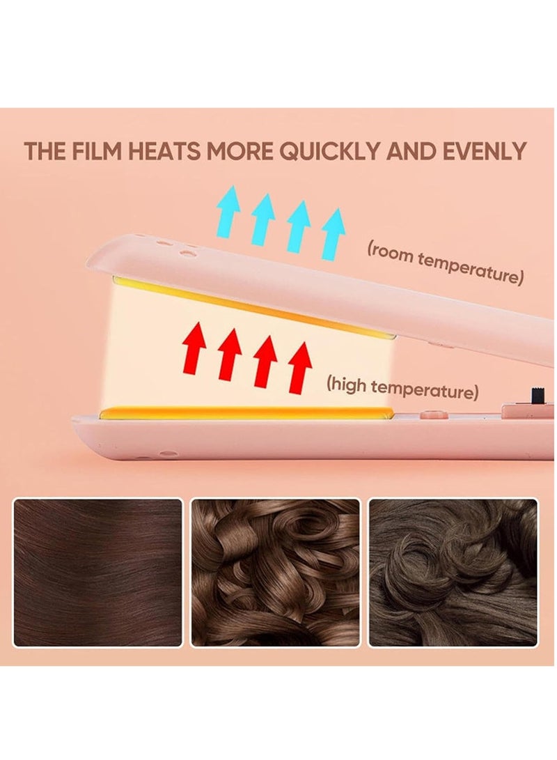 Mini Dual-Purpose Curling Iron, 2 in 1 Hair Straightener and Curler, Ceramic Mini Hair Curling Iron for All Hair Types, Portable Mini Hair Curler for Home Travel (Pink) - Image 5